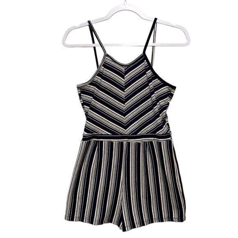 Poof Girls Romper Size XL Ribbed Striped Multicolor Stretch‎ Spaghetti Strap